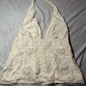 Lace Halter Top in Cream